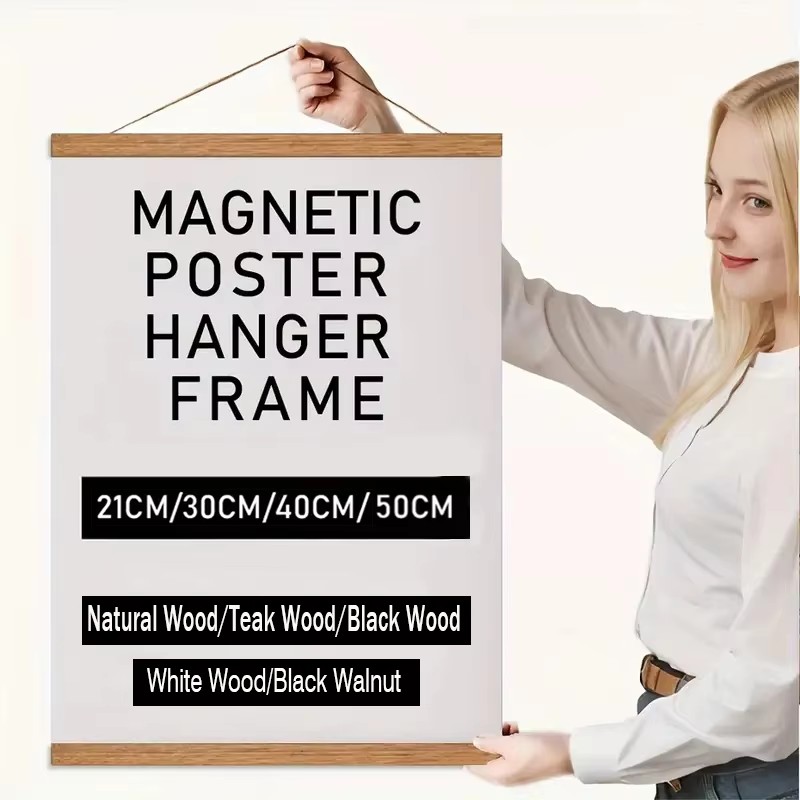Engraved Wood Frame - 21 30 40 50cm Magnetischer Posterhalter