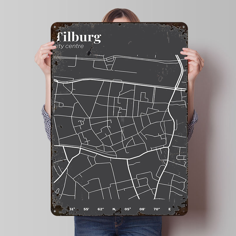 Custom Map Poster - Tilburg Stadtzentrum Karte Gedrucktes Poster Individualisierte
