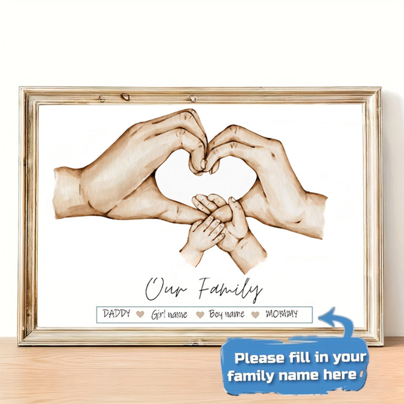 Personalized Name Box - Personalisiertes individuelles Familienhandposter mit Namen, Leinwandgemälde,