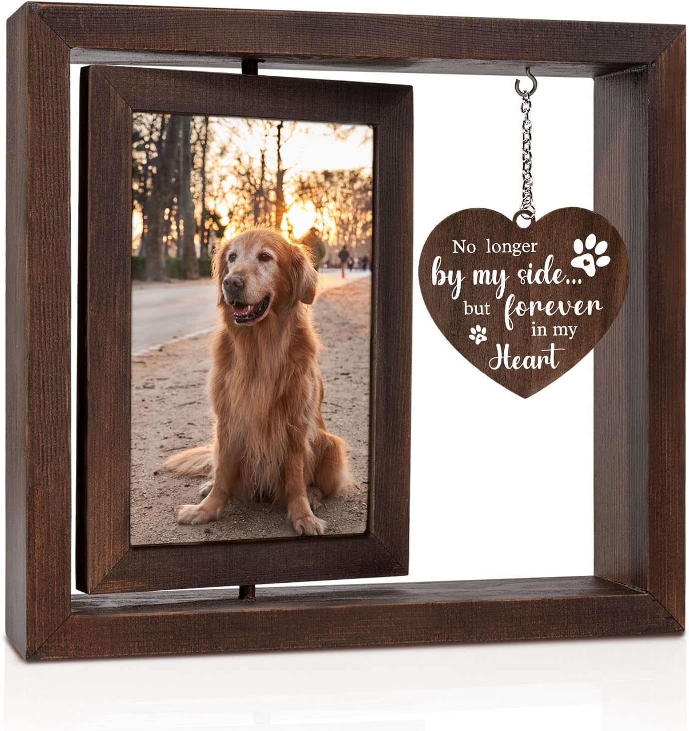 Engraved Wood Frame - Haustier-Gedenk-Bilderrahmen für Hund und Katze, Holzrahmen