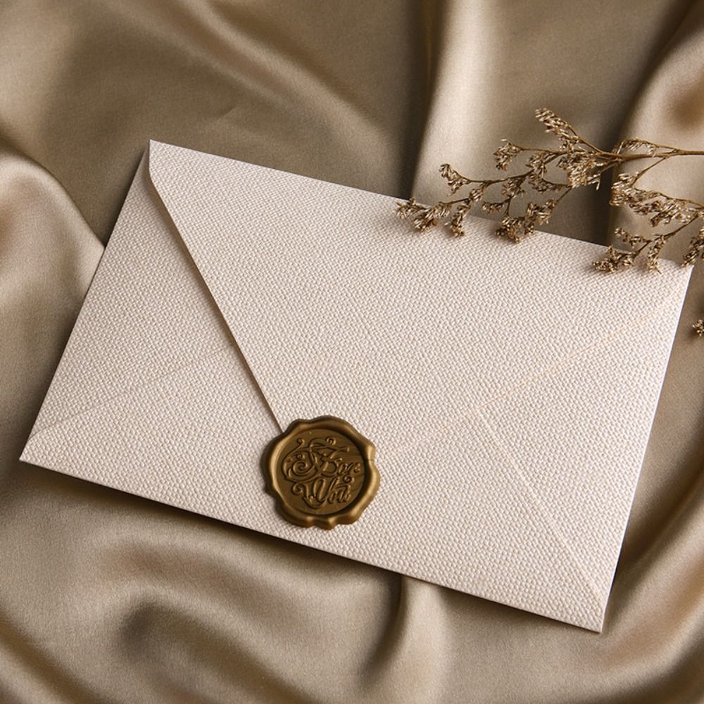 Wax Seal Letter Kit - 10 Stück Leinen-Textur-Retro-Umschlag, einfach mit Siegelwachs-Aufkleber,