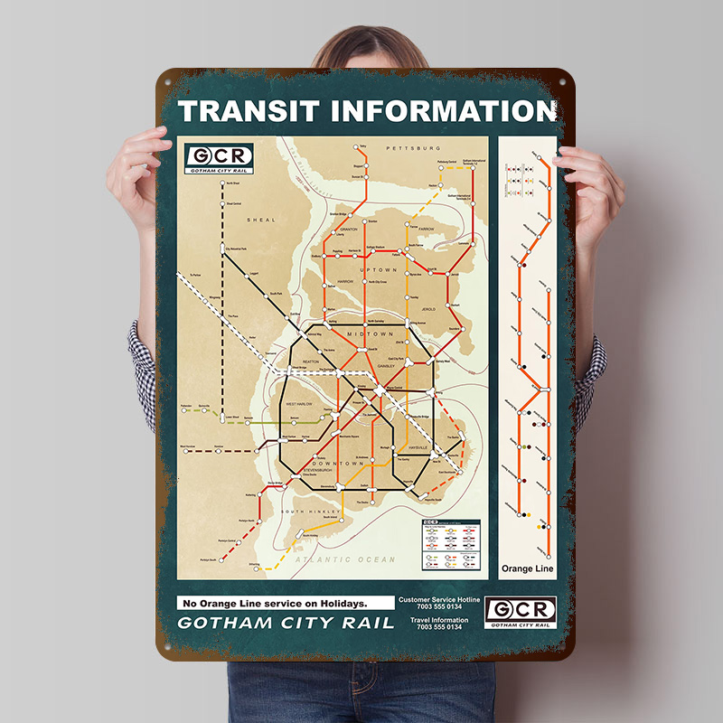 Custom Map Poster - Gotham Stadtplan, gedrucktes Poster, individuelle Wandkunst,