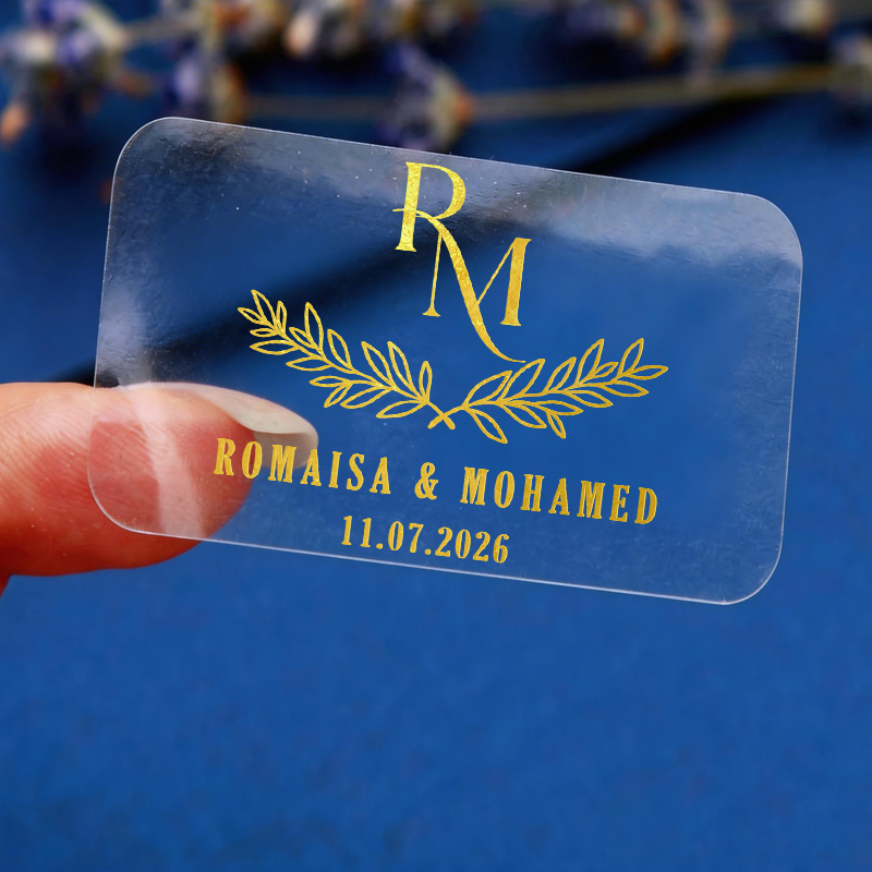 Personalised Candle Label - 50 Stück personalisierte Hochzeitsaufkleber, individuelle transparente