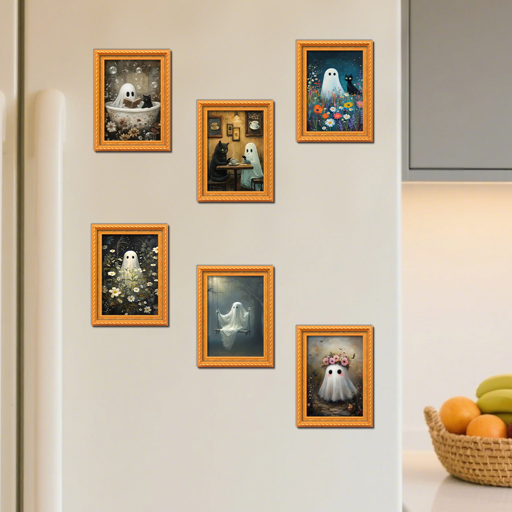 Engraved Wood Frame - Kreativer 3D-Halloween-Kühlschrankmagnet aus Holz, niedlicher kleiner