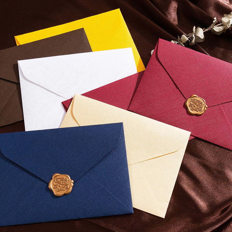 Wax Seal Letter Kit - 5-teiliger Umschlag mit Retro-Leinenmuster, Briefumschlag für