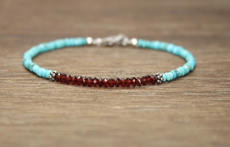 Coordinates Bracelet - Granat & Dornröschen Türkis Armband, Türkis
