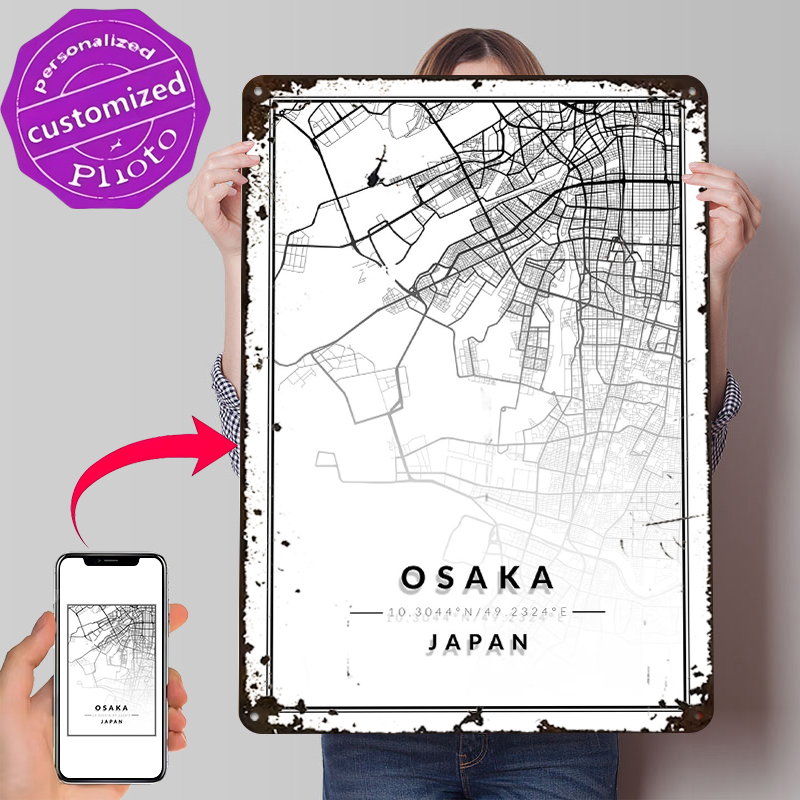 Osaka-Karte 3D-Textur Gedruckt – Custom Map Poster Bewertung und Preis